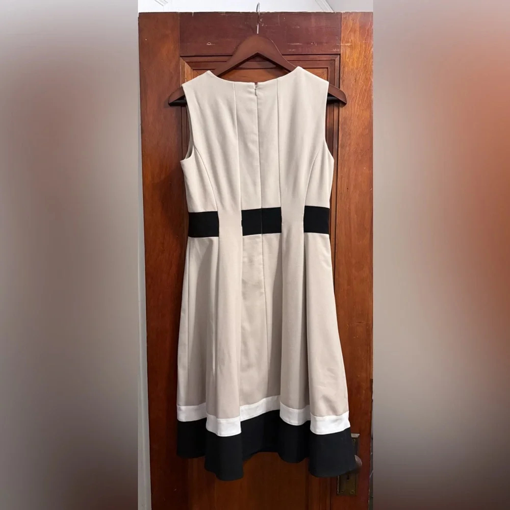 Calvin Klein Size 4, Neutral Beige and Black Dress - Picture 2 of 3